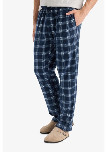 Defacto Regular Fit Kareli Cepli Polar Pijama Altı F4224ax25wnnv135 Lacivert