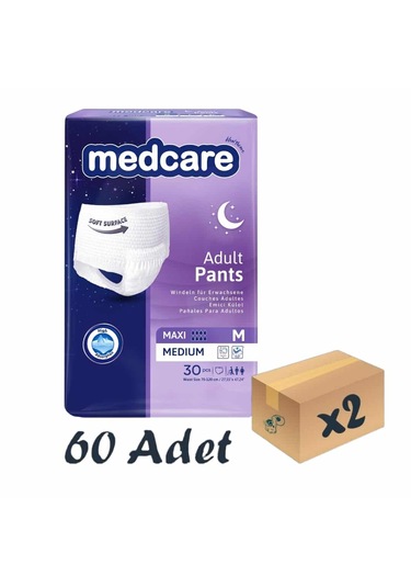 Medcare 8 Damla Maxi Emici Külot Hasta Bezi M 2 x 30'lu