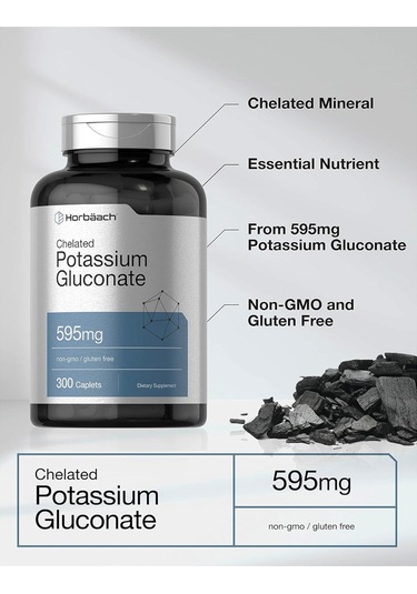 Horbäach Chelated Potassium Gluconate 595mg 300 Capsul.usa ...