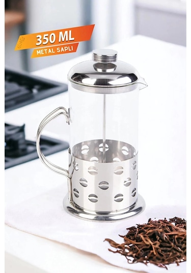 French Press - Filtre Kahve Ve Bitki Çayı Demliği 350 Ml Silver