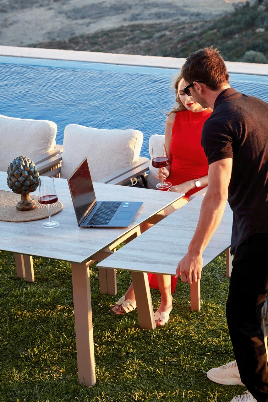 Venedik Açılır Seramik Masa Takımı Kum Rengi