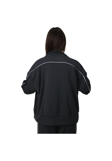 Kadın Modal Kumaş Kontrast Detaylı Rahat Kalıp Antrasit Ceket Hırka Antrasit