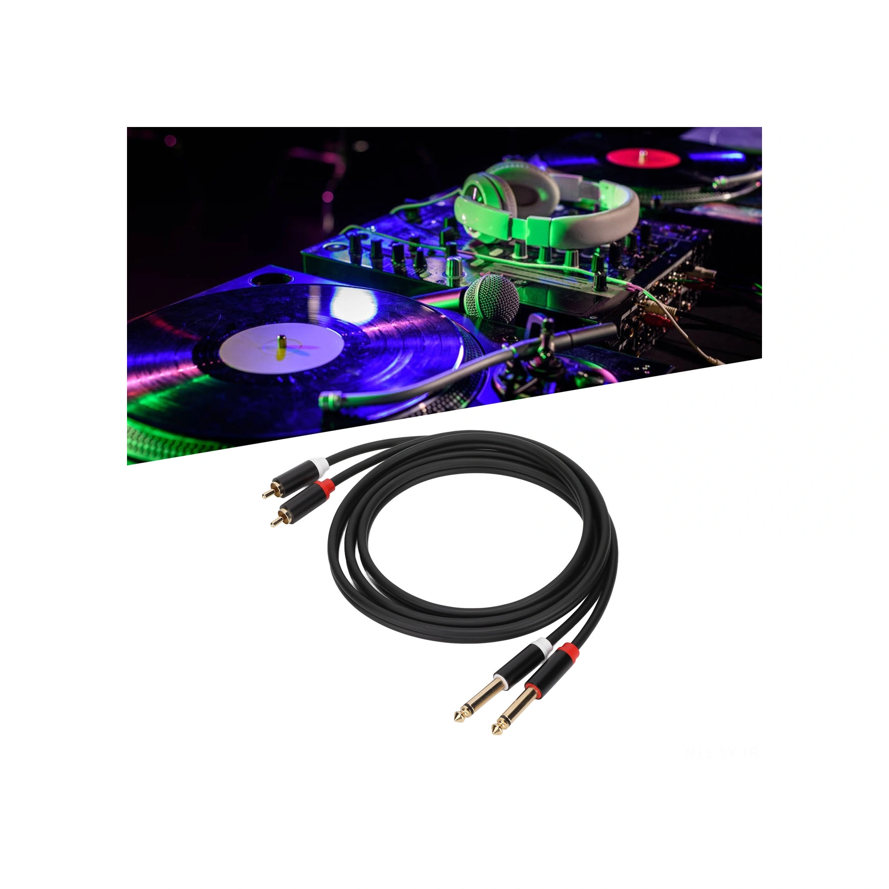 Shineyee 1.5m Pvc Bakır Çekirdekli 6.35mm Çift Rca-erkek Çift Ts 1/4in Mono Ses Kablosu, Cd/dvd İle Mikser-güç Amfi Bağlantısı, Alüminyum Kasa, Çift Katlı Gövde, Altın Kaplı Soket