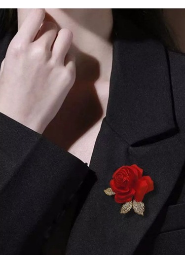 Beautiful Detail Broş Çiçek Gül 214132354 Kırmızı