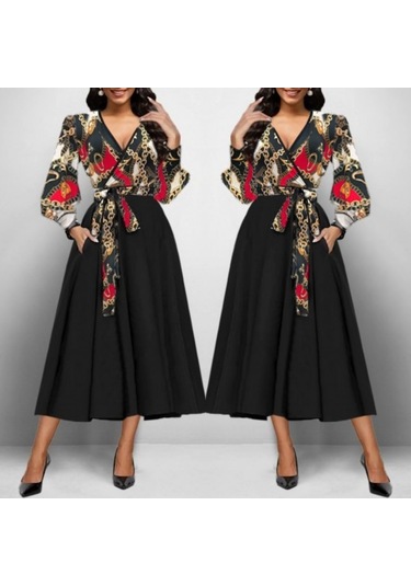 Kadın Kruvaze Yaka Uzun Kollu Dalgıç Krep Midi Elbise