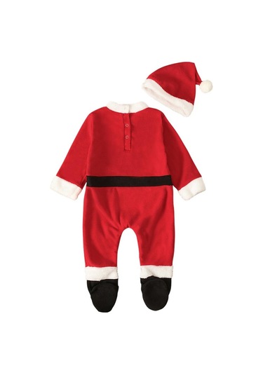 Noel Noel Baba Kostümleri Peluş Pamuk Romper Tulum Noel Şapka Bebek Giysileri İle 0-24 Ay İçin Çok Renkli