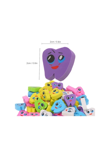 Youmex 50'li Paket Diş Şekilli Silgi - Renkli Ve Eğlenceli Okul Malzemeleri