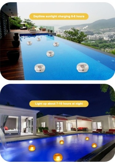 Ebitda Güneş Alevli Yüzen Işıklar Havuz Bar Çiçek Yatakları Su Işıkları Ip67 Su Geçirmez 3 Renkli Uzaktan Kumanda