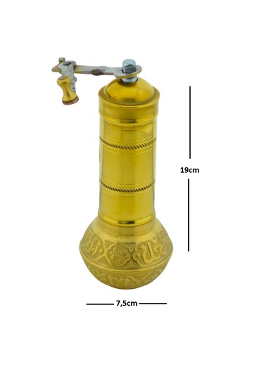Fantom Pirinç El Yapımı Kahve Karabiber Değirmeni Öğütücü 19cm Sarı