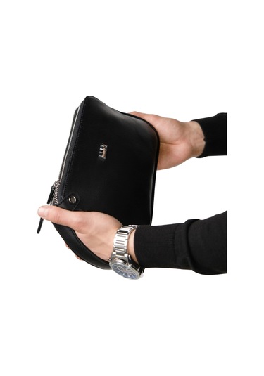 Mft Leather Hakiki Deri Unisex El Çantası Moon Bag 4381 Napa Siyah