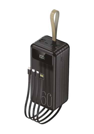 Torima TRM-1060 60000 mAh Ledli 4 Çıkışlı Taşınabilir Hızlı Şarj Dijital Göstergeli Powerbank Siyah