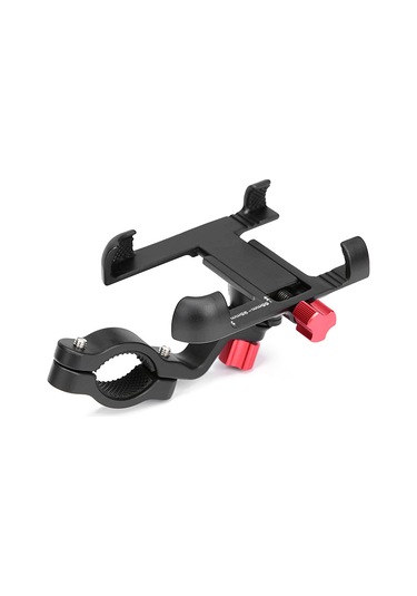 Xiyyadms Siyah Alüminyum Motor Bisiklet Telefon Tutucu - 25-31.8mm Sapka Uyumlu, 55-95mm Genişlik Ayarı, 360 Döner, Dayanıklı 4 Tırnaklı Tasarım Siyah