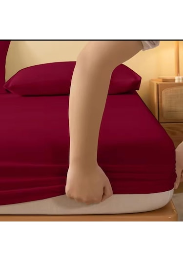 Totem Ranforce Yastık Kılıflı Lastikli Çarşaf Takımı Çift Kişilik 160 X 200 Bordo