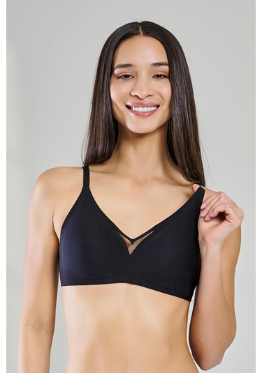 Yeni İnci İz Yapmayan Lazer Kesim Hafif Sütyen Br108 Siyah