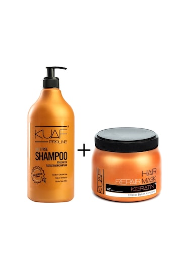 Kuaf Tuzsuz Keratin Şampuan 1 L + Keratin Saç Bakım Maskesi 500 ML