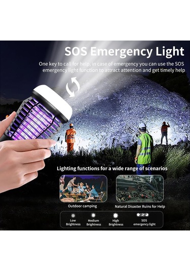 Wezone J10 Siyah Led Isırgan Öldürücü Lambası - Ev, Bahçe, Kamp Kullanıma Uygun, Sos Acil Işık Özelliği, 2000mah Pil, Type-c Şarj Siyah