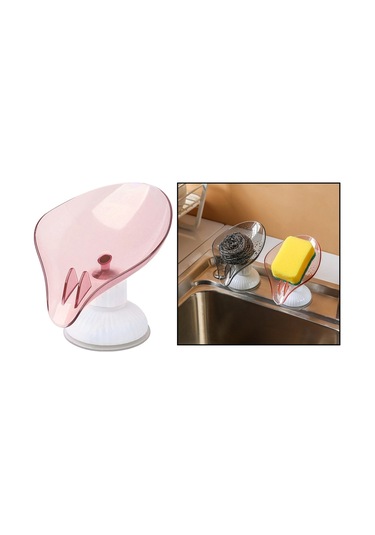 Suntek Banyo Pembe Plastik Yaprak Şekli Sabunluk Tutucu