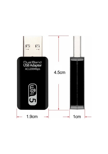 Moveevo 1200mbps Usb3.0 Çift Frekanslı 2.4/5.8ghz Kablosuz Wifi Alıcısı - Geniş Çaplı, Hızlı Veri Transferi - Windows/linux/mac Uyumlu Siyah