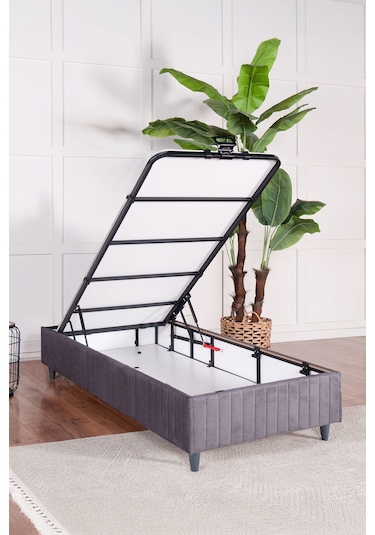 Premium Bamboo Sleepy Baza Başlık Gri Ikili Set Yatak Dahil Değildir 90 x 190