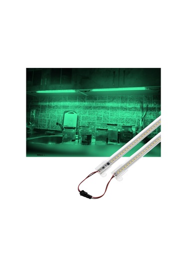 2 Adet 50 Cm 220v Şeffaf Çubuk Bar Led Yeşil Işık Sb-6554