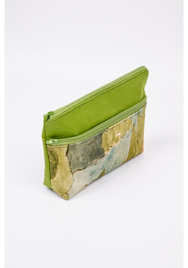 Fabric Craft Bag El Çantası Fermuarlı Çok Amaçlı Yeşil