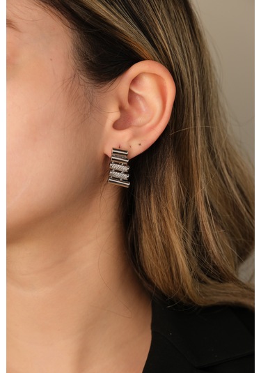 Çildan Womens Silver Simetrik Tasarım Küpe - 2 Altın