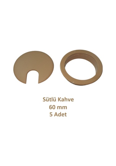 Masa Üstü Kablo Kanalı Deliği Kapağı, Sütlü Kahve, Masa Kapağı, 6 Cm, 5 Adet