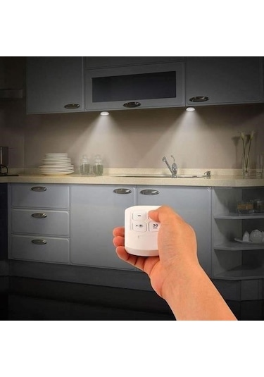 Seçkin Trend 3lü Uzaktan Kumandalı Pilli Yapışkanlı Kablosuz Led Spot Lambalar Çok Renkli