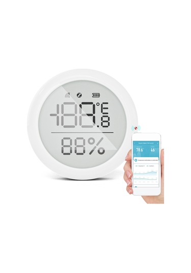 Suofeng Ev İçin Akıllı Sicaklık Nem Ölçer - Lcd Ekranlı, Uzak Kontrol, Veri Depolama, Dıy Akıllı Bağlantı, Dairesel Zigbee Ağ Geçidi Gereklidir