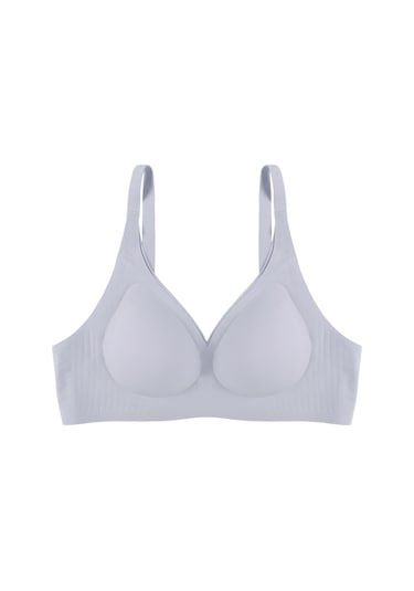 Balensiz Lazer Dikişsiz Kaplı Dekolteli Büstiyer Sütyen Mavi