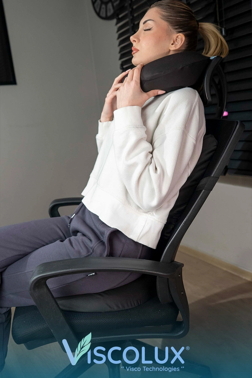 Ortopedik Visco Seyahat Yastığı - Visco Boyun Destekli Yastık 30x30x12 Siyah