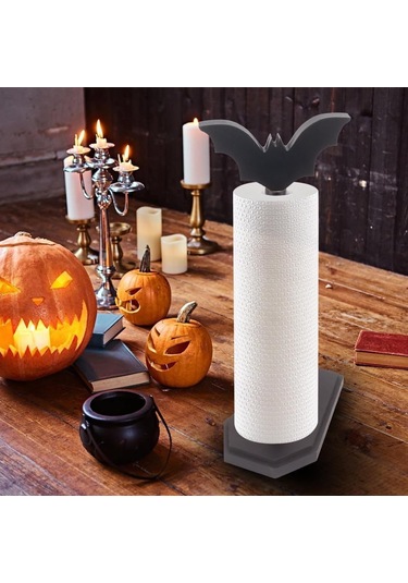 Skycity Gotik Ahşap Çöpe Dönüştürülebilir Tabak Havlu Tutucu - Halloween Dekoratif Masaüstü Havlu Rakibi Siyah