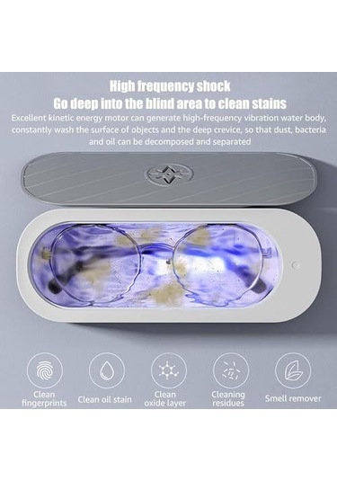 Hombey Minik Ultrasonik Temizleyici - Derinlemesine Temizleme, Gümüş, Gözlük, Para, Kolye Ve Makyaj Fırçaları İçin Taşınabilir Aleti
