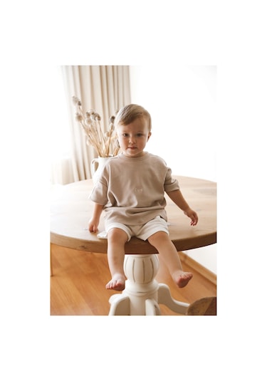 Oh La La Koala Vizon Bisiklet Yaka Oversize T-shirt Bebek - Çocuk Vizon
