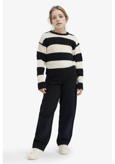 Defacto Siyah Kız Çocuk Kazak F2749a8/bk81 SiYAH