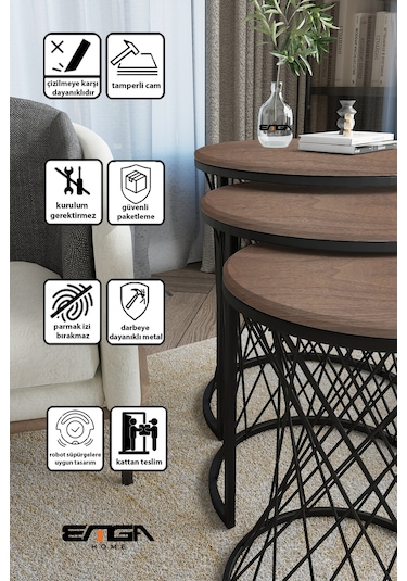 Emga Home Zenith Zigon Sehpa - Ceviz Ceviz