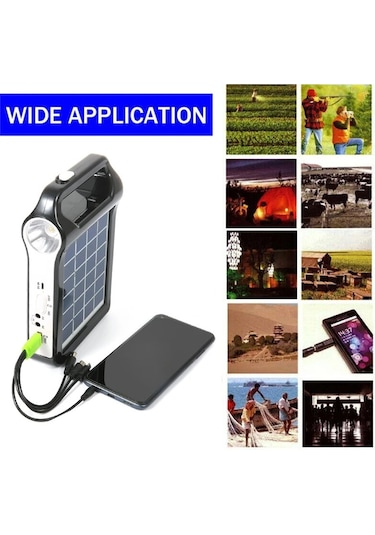 Techtic Kamp Lambası Solar El Feneri Güneş Enerjili Kamp Feneri Siyah