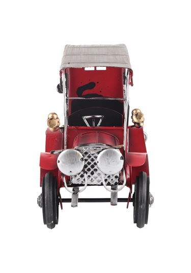 Kangvka Kırmızı Gümüş Teneke Retro Araba Modeli - Ev Dekorasyonu, Hediye, Nostaljik Masaüstü Aksesuarı