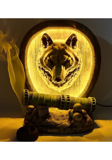 Sahi Topu Kurt Büst Dekoratif Işıklı Konik Tütsülük