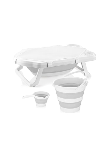 Hobby Life Fileli Gri Katlanır Bebek Küvet Banyo Seti Gri