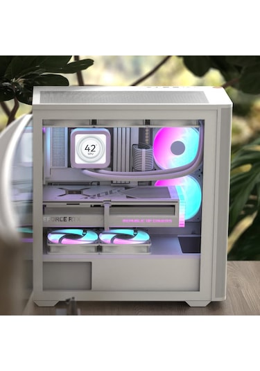 Aerocool D501a White 4x12cm A-rgb Fanlı, Ahşap Ön Panel Detaylı,