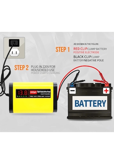 12 V 2a Tam Otomatik Araç Akü Şarj Cihazı Dijital Lcd Ekranlı Hızlı Şarj 3 Eu Plug