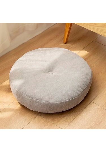 Zemin Koltuk Yastık Düz Renk Meditasyon Yoga İçin Uygun Yuvarlak 55cm-3 Ekru