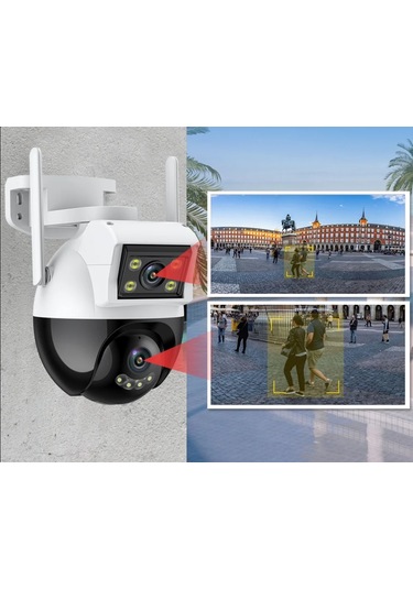 Wifi Ptz Kamera 8mp Çift Ekran Ip Kamera Dış Mekan Gece Görüşlü