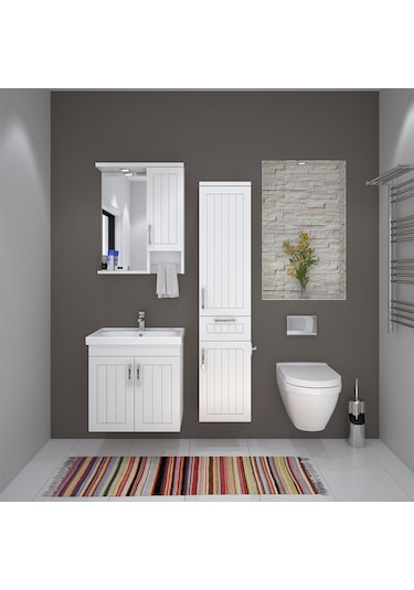 Denko Lotus Serisi 60 Cm Mdf Banyo Dolabı Beyaz