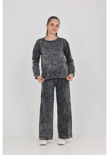 Toontoy Kız Çocuk Asit Yıkamalı Eşofman Takım Ekru