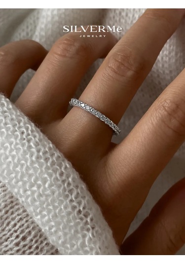 Sılverme 925 Ayar İnce Yol Desenli Gümüş Yüzük 94679835 Gri