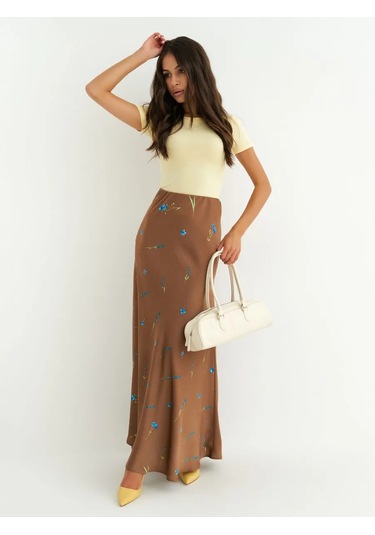 İpek Uzun Yazlık Etek 443840684 Bej
