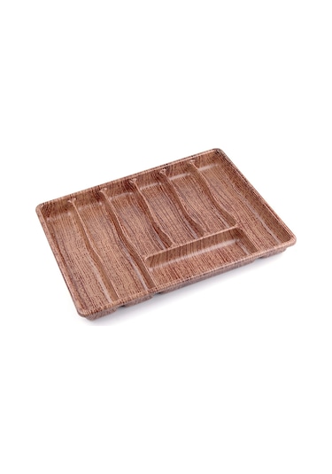 Büyük - Ahşap Renk - 7 Bölmeli Çekmece İçi Kaşıklık 50x37cm 4881 Çok Renkli