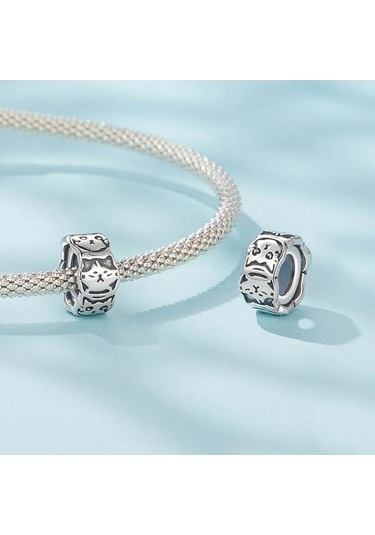 Fastbuy S925 Ayar Gümüş Platin Kaplama Sevimli Kedi Silikon Spacer Boncuk Takı Scc3041 Çok Renkli Çok Renkli